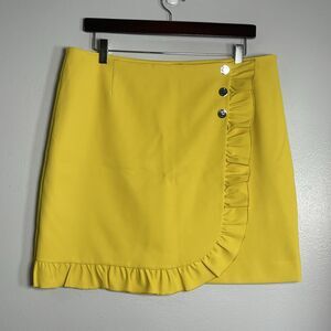 TORY BURCH Sport Tech Twill Ruffle Golf Skirt Size 10 Yellow Skort Sporty Active